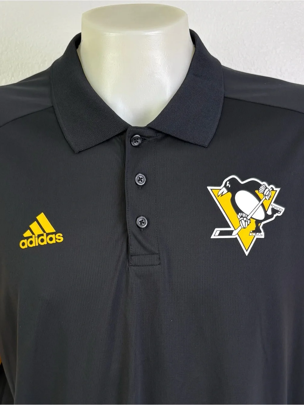 Adidas Pittsburgh Penguins NHL ClimaChill Polo Shirt Men 2XL Black Gold